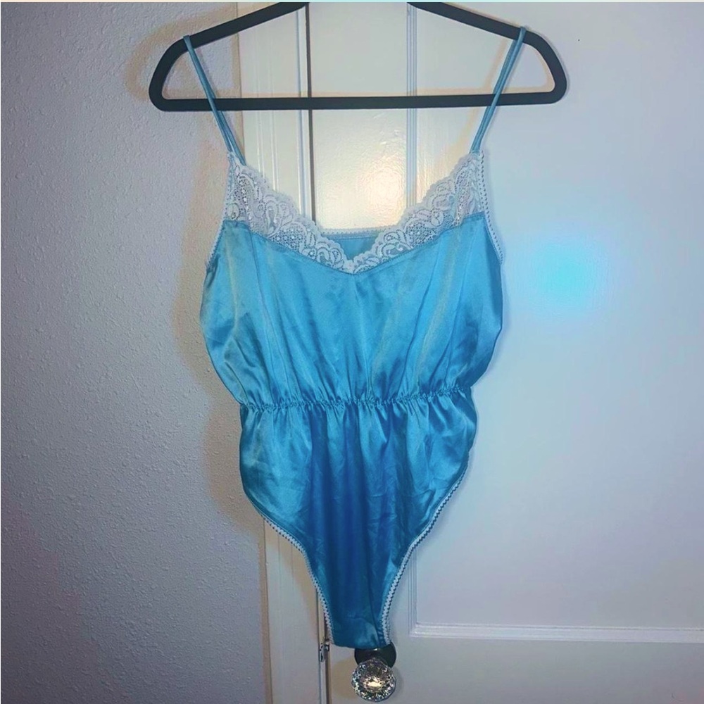 Fashion Brand Company Silk/Satin Teddy with Lace Trim